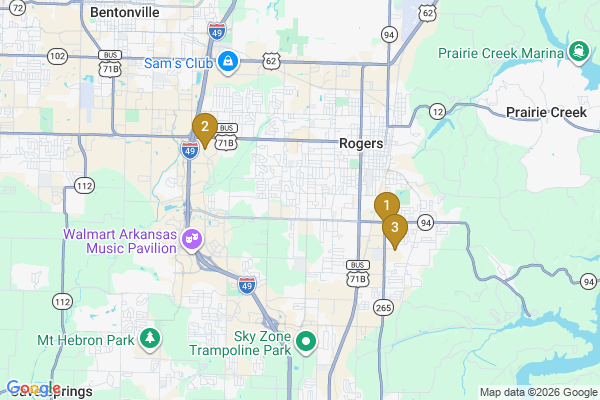 Map showing facility locations